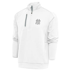 New York Yankees Antigua Metallic Generation Quarter-Zip Pullover Top - White Pullover