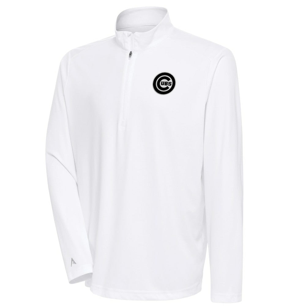 Chicago Cubs Antigua Metallic Tribute Quarter-Zip Top - White Tops