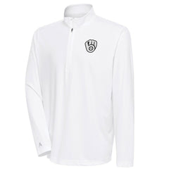 Milwaukee Brewers Antigua Metallic Tribute Quarter-Zip Top - White Tops
