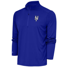 New York Mets Antigua Metallic Tribute Quarter-Zip Top - Royal Tops