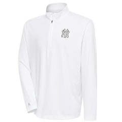 New York Yankees Antigua Metallic Tribute Quarter-Zip Top - White Tops