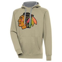 NHL Chicago Blackhawks Antigua Victory Pullover Hoodie - Khaki