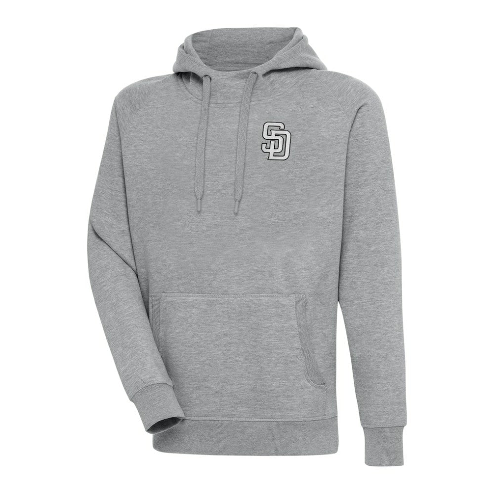 San Diego Padres Antigua Metallic Victory Pullover Hoodie - Heather Gray Hoodies
