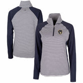 Milwaukee Brewers Cutter & Buck Women's DryTec Forge Tonal Stripe Half-Zip Top - Navy Tops