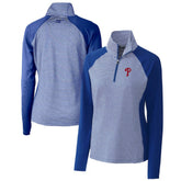 Philadelphia Phillies Cutter & Buck Women's DryTec Forge Tonal Stripe Half-Zip Top - Royal Tops