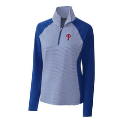 Philadelphia Phillies Cutter & Buck Women's DryTec Forge Tonal Stripe Half-Zip Top - Royal Tops