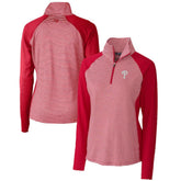Philadelphia Phillies Cutter & Buck Women's DryTec Forge Tonal Stripe Half-Zip Top - Red Tops