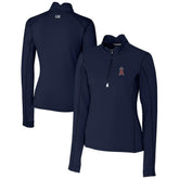 Los Angeles Angels Cutter & Buck Women's DryTec Traverse Stretch Quarter-Zip Pullover Top - Navy Pullover