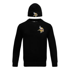 Minnesota Vikings Pro Standard Crewneck Pullover Sweater & Cuffed Knit Hat Box Gift Set Black