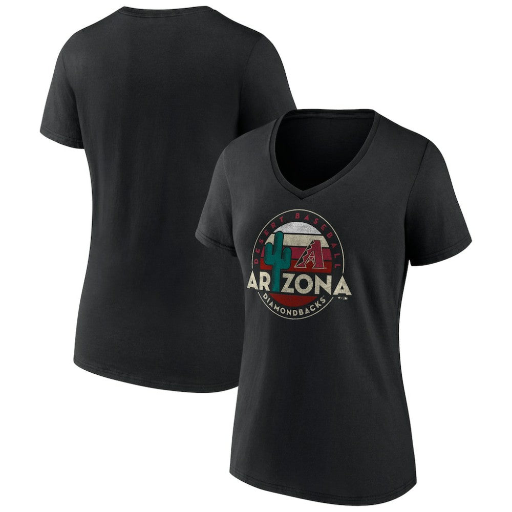 Arizona Diamondbacks Women's Hometown Desert Baseball V-Neck T-Shirt - Black T-shirts