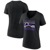 Colorado Rockies Women's Hometown Mountain Scene V-Neck T-Shirt - Black T-shirts