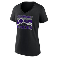 Colorado Rockies Women's Hometown Mountain Scene V-Neck T-Shirt - Black T-shirts