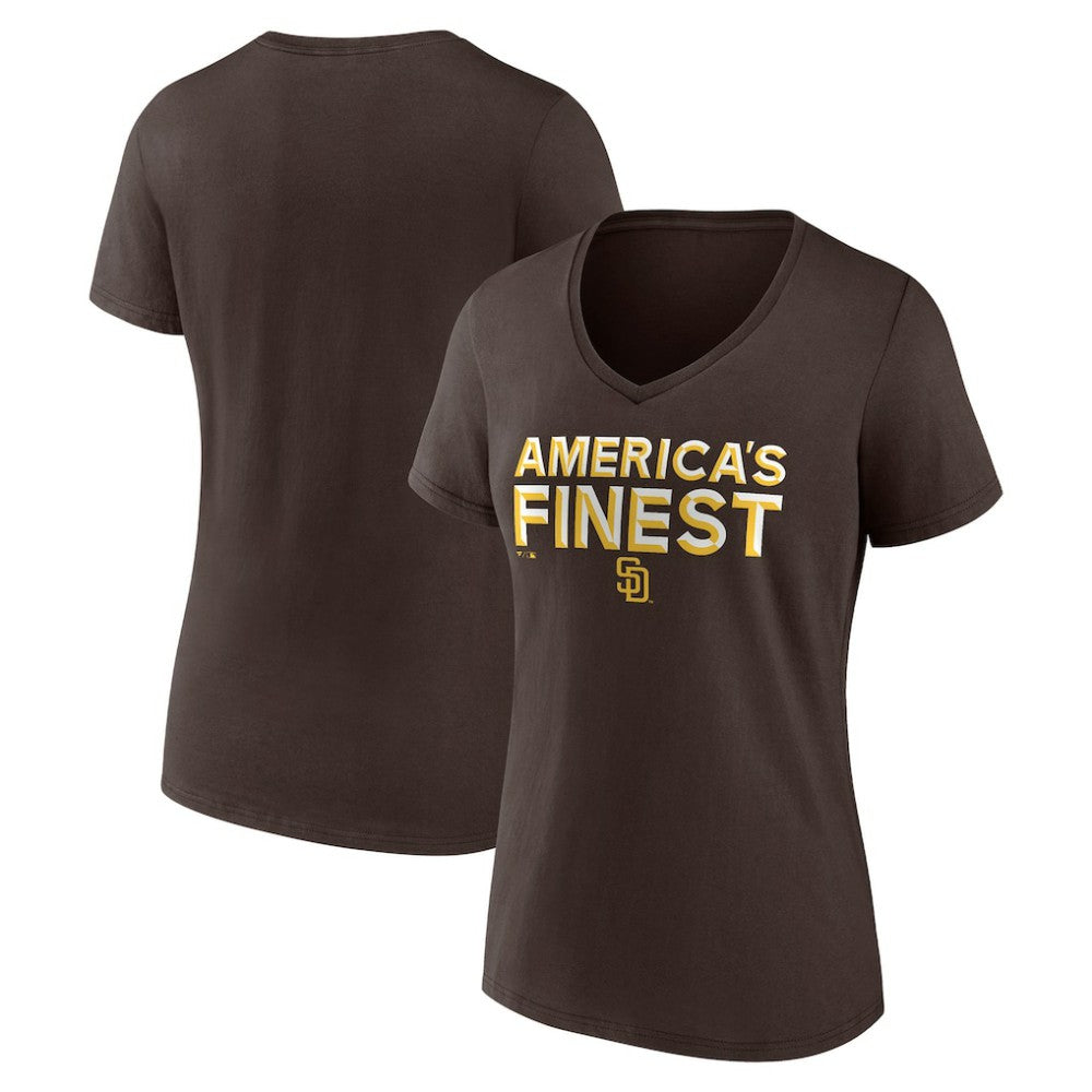 San Diego Padres Women's Hometown 619 Beisbol V-Neck T-Shirt - Brown T-shirts