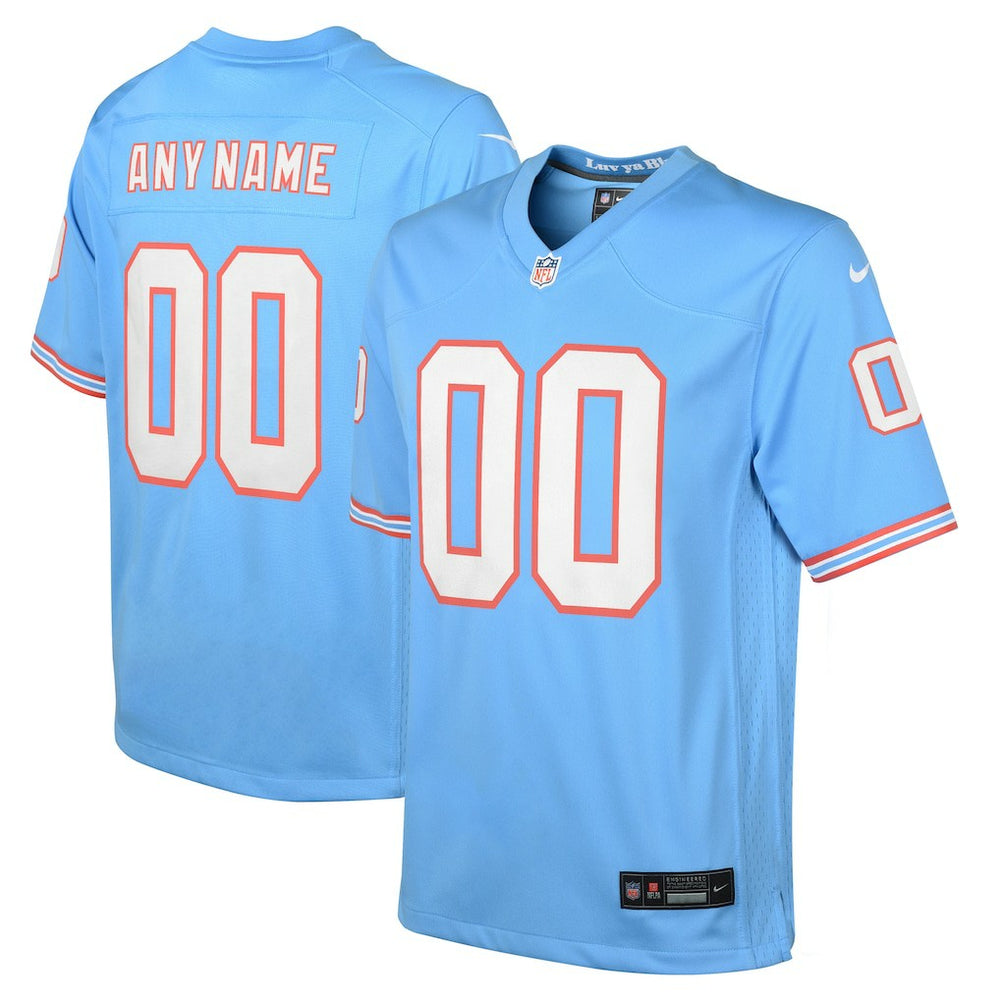 NFL Tennessee Titans Youth Oilers Throwback Custom Game Jersey - Light Blue