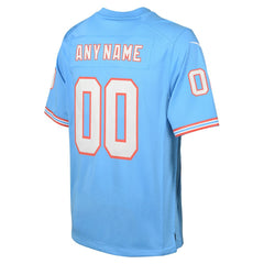 NFL Tennessee Titans Youth Oilers Throwback Custom Game Jersey - Light Blue