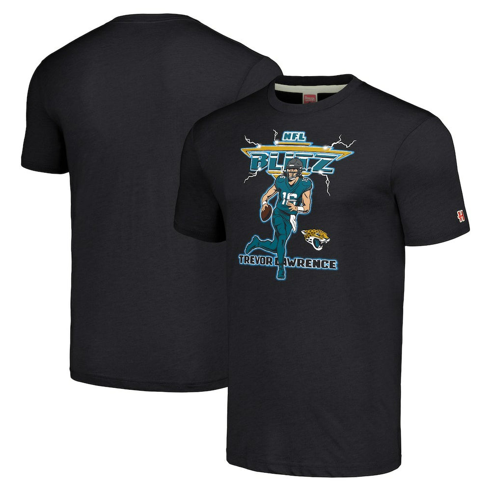Trevor Lawrence Jacksonville Jaguars Homage Unisex NFL Blitz Player Tri-Blend T-Shirt Charcoal