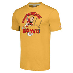 Travis Kelce Kansas City Chiefs Homage Unisex Caricature Player Tri-Blend T-Shirt Gold