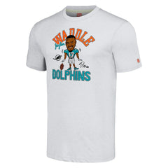 Jaylen Waddle Miami Dolphins Homage Unisex Caricature Player Tri-Blend T-Shirt Anthracite