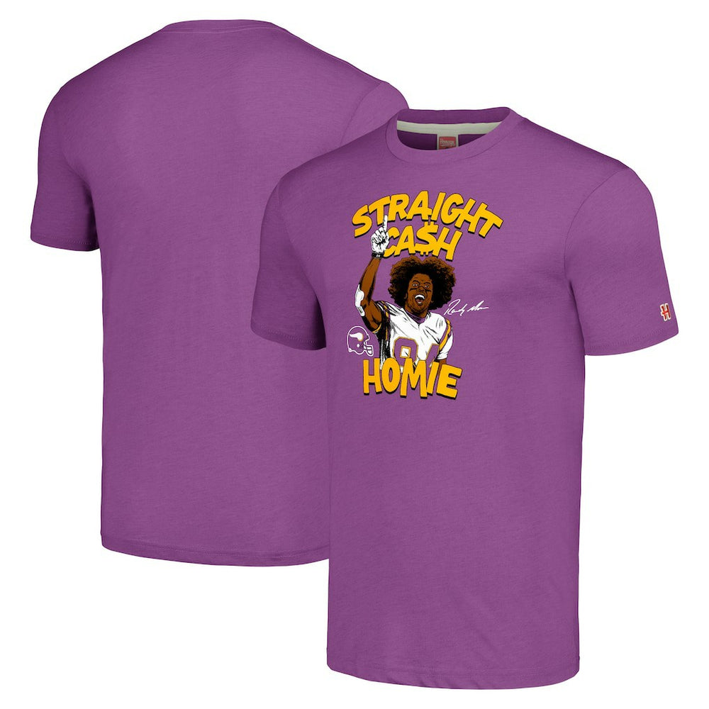 Randy Moss Minnesota Vikings Unisex Homage Caricature Retired Player Tri-Blend T-Shirt Heathered Purple