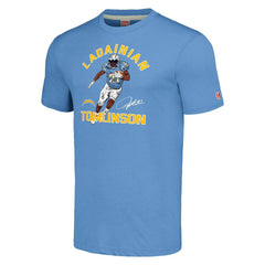 LaDainian Tomlinson Los Angeles Chargers Homage Unisex Unisex Caricature Retired Player Tri-Blend T-Shirt Powder Blue