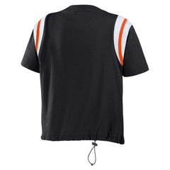 Cincinnati Bengals WEAR by Erin Andrews Women's Cinched Colorblock T-Shirt Black