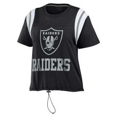 Las Vegas Raiders WEAR by Erin Andrews Women's Cinched Colorblock T-Shirt Black