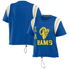 Los Angeles Rams WEAR by Erin Andrews Women's Cinched Colorblock T-Shirt Royal