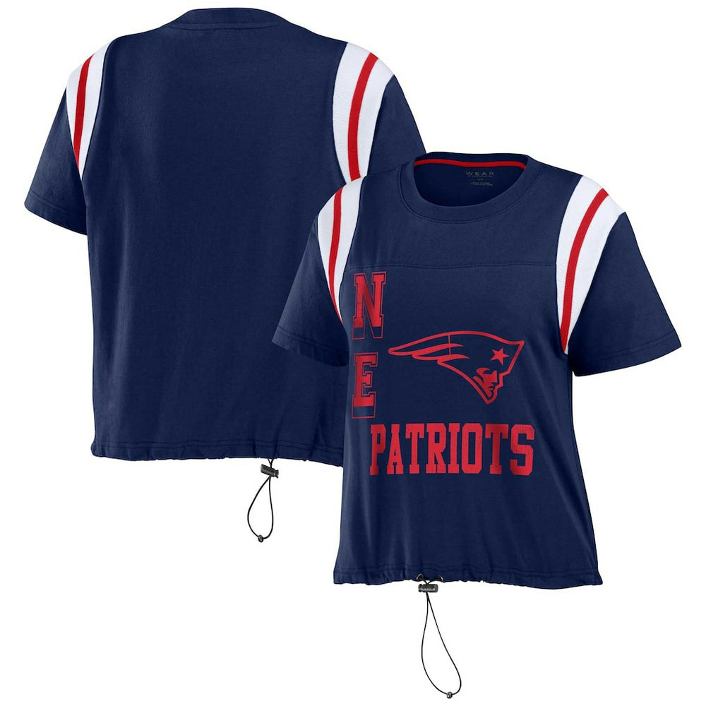 New England Patriots WEAR by Erin Andrews Women's Cinched Colorblock T-Shirt Navy