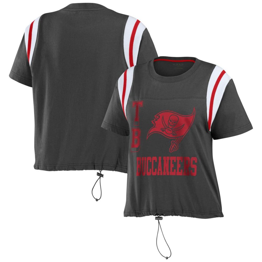 Tampa Bay Buccaneers WEAR by Erin Andrews Women's Cinched Colorblock T-Shirt Pewter