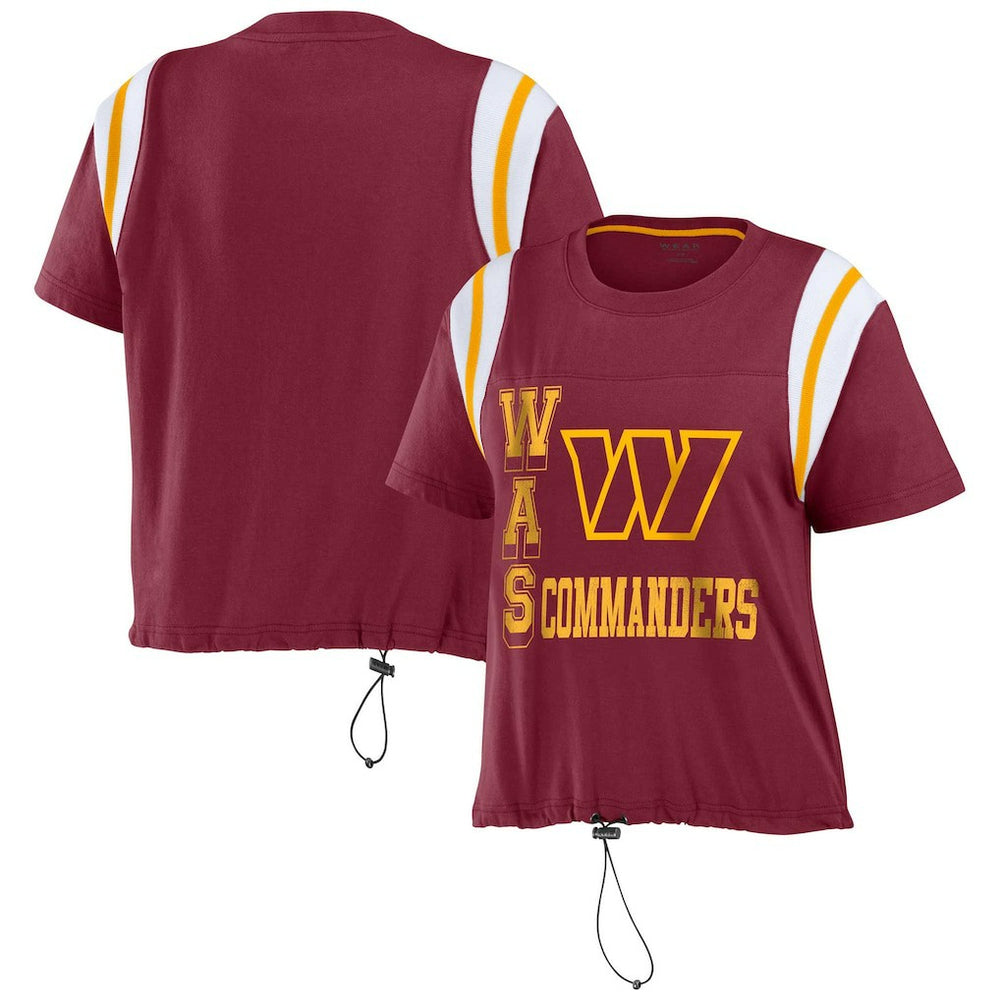 Washington Commanders WEAR by Erin Andrews Women's Cinched Colorblock T-Shirt Burgundy
