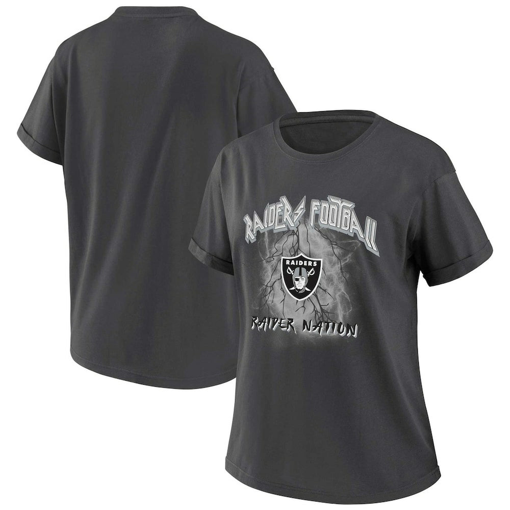 Las Vegas Raiders WEAR by Erin Andrews Women's Boyfriend T-Shirt Charcoal