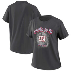 New York Giants WEAR by Erin Andrews Women's Boyfriend T-Shirt Charcoal