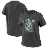 New York Jets WEAR by Erin Andrews Women's Boyfriend T-Shirt Charcoal