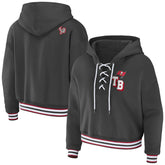 Tampa Bay Buccaneers WEAR by Erin Andrews Women's Lace-Up Pullover Hoodie Pewter