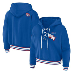 Buffalo Bills WEAR by Erin Andrews Women's Plus Size Lace-Up Pullover Hoodie Royal