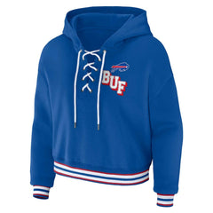 Buffalo Bills WEAR by Erin Andrews Women's Plus Size Lace-Up Pullover Hoodie Royal