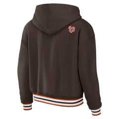 Cleveland Browns WEAR by Erin Andrews Women's Plus Size Lace-Up Pullover Hoodie Brown