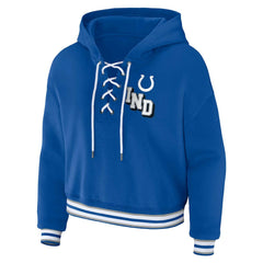 Indianapolis Colts WEAR by Erin Andrews Women's Plus Size Lace-Up Pullover Hoodie Royal