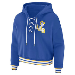 Los Angeles Rams WEAR by Erin Andrews Women's Plus Size Lace-Up Pullover Hoodie Royal