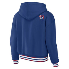 New York Giants WEAR by Erin Andrews Women's Plus Size Lace-Up Pullover Hoodie Royal