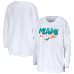 Miami Dolphins WEAR by Erin Andrews Women's Domestic Pullover Sweatshirt White