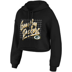 Green Bay Packers WEAR by Erin Andrews Women's Domestic Cropped Pullover Hoodie Black