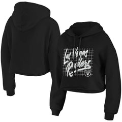 Las Vegas Raiders WEAR by Erin Andrews Women's Domestic Cropped Pullover Hoodie Black