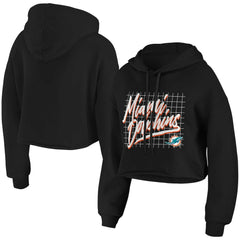 Miami Dolphins WEAR by Erin Andrews Women's Domestic Cropped Pullover Hoodie Black