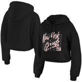 New York Giants WEAR by Erin Andrews Women's Domestic Cropped Pullover Hoodie Black