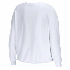 Atlanta Falcons WEAR by Erin Andrews Women's Domestic Cropped Long Sleeve T-Shirt White