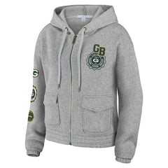Green Bay Packers WEAR by Erin Andrews Women's Full-Zip Hoodie Heather Gray