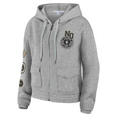 New Orleans Saints WEAR by Erin Andrews Women's Full-Zip Hoodie Heather Gray