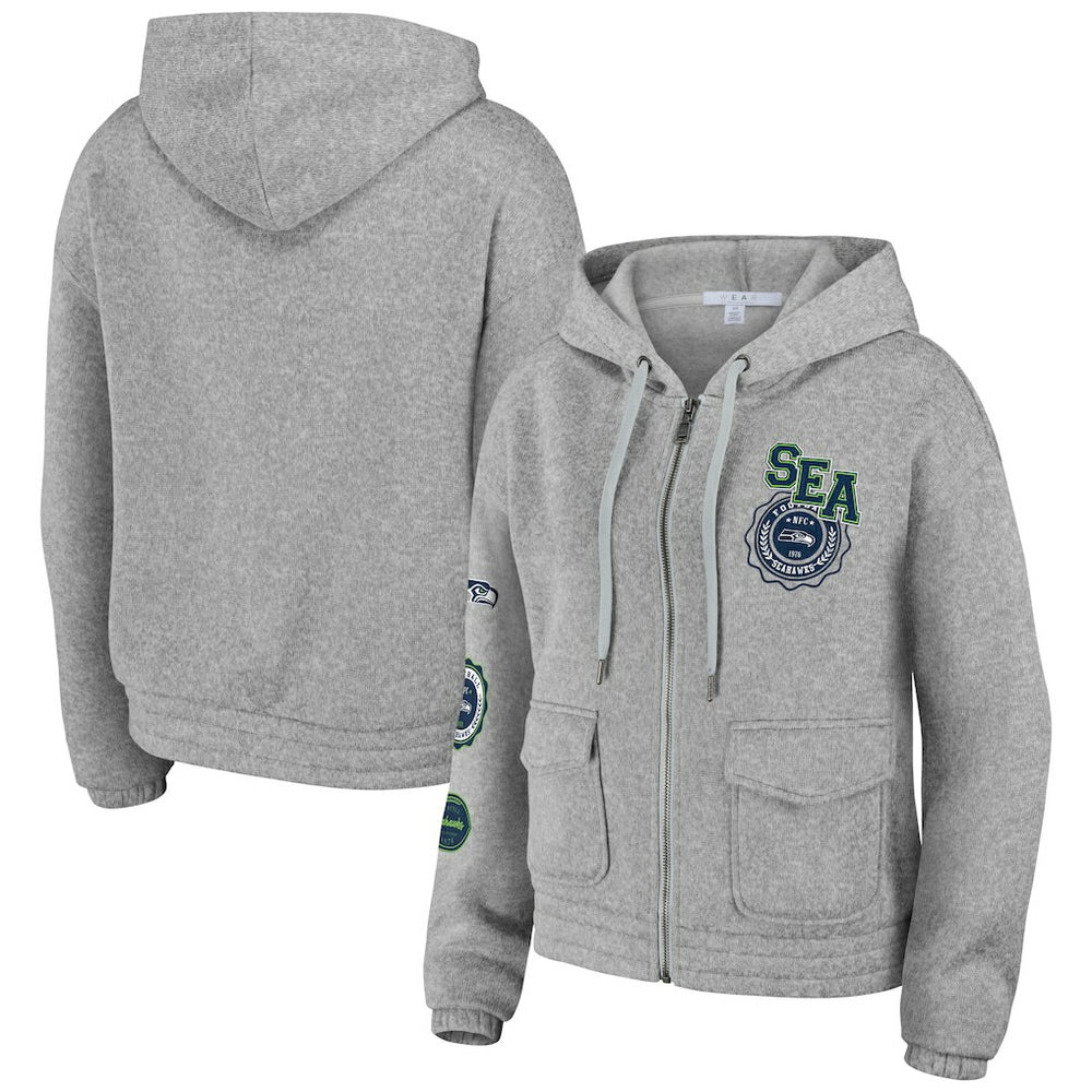 Seattle Seahawks WEAR by Erin Andrews Women's Full-Zip Hoodie Heather Gray