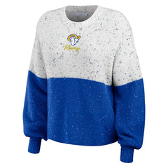 Los Angeles Rams WEAR by Erin Andrews Women's Lighweight Modest Crop Color-Block Pullover Sweater White/Royal